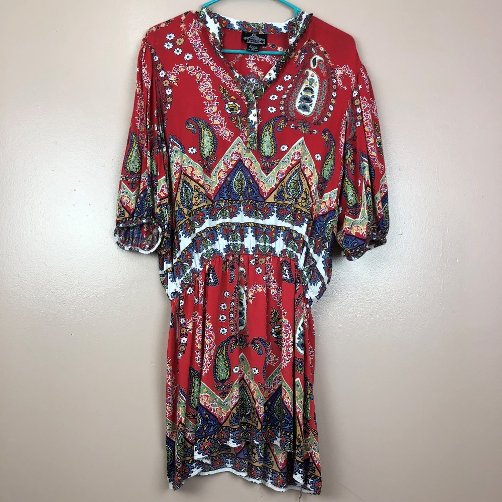 Angie Red Paisley Tunic with Embellishments